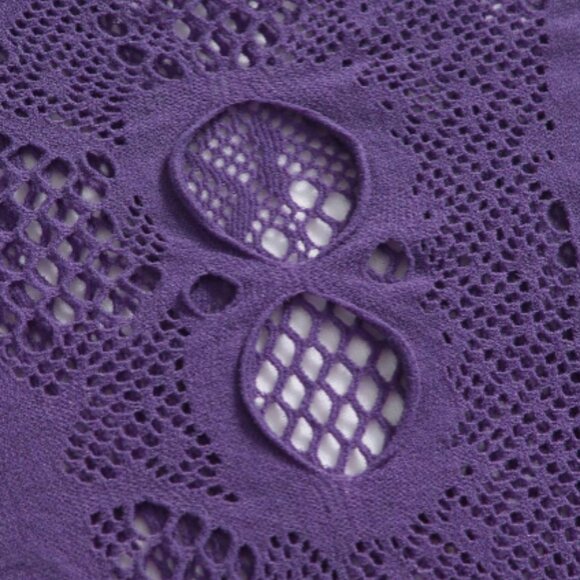 Purple Cut-Out Pattern Bodycon One Piece Fishnet Bodysuit - Picture 8 of 8